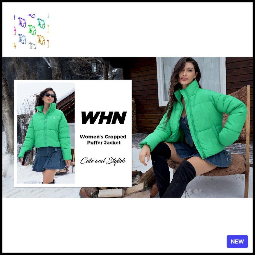 Cropped Quilted Puffer Jacket Winter Outerwear Full Zipper Padded Slim Fit Chic - Picture 8 of 8